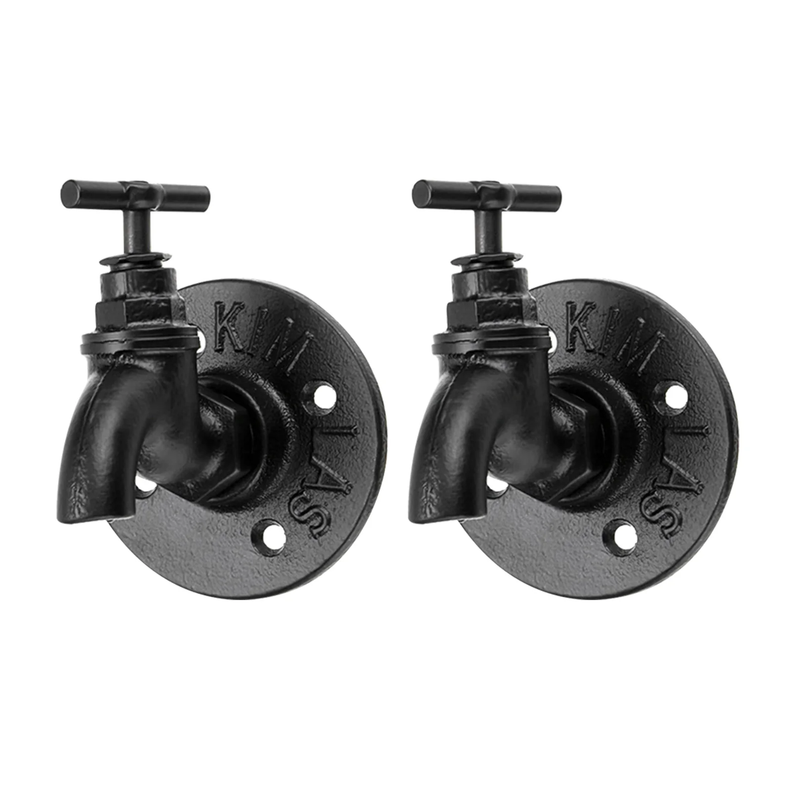 

2pcs Wall Mounted Iron Towel Holder Space Saving With Screws Faucet Shaped Office Hanging Hook Easy Install Electroplated Black