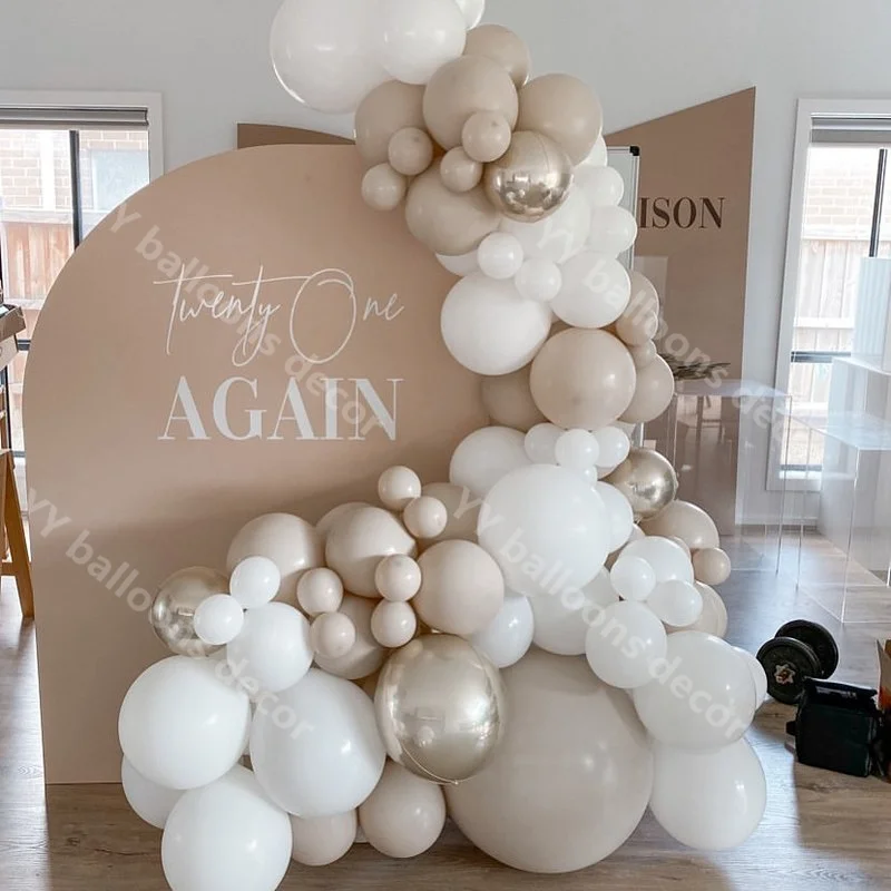 

Girl/Boy Gold Globos 111pcs Beige Balloon Arch Garland Kit White Sand Happy Birthday Decoration Wedding Party Decor Supplies
