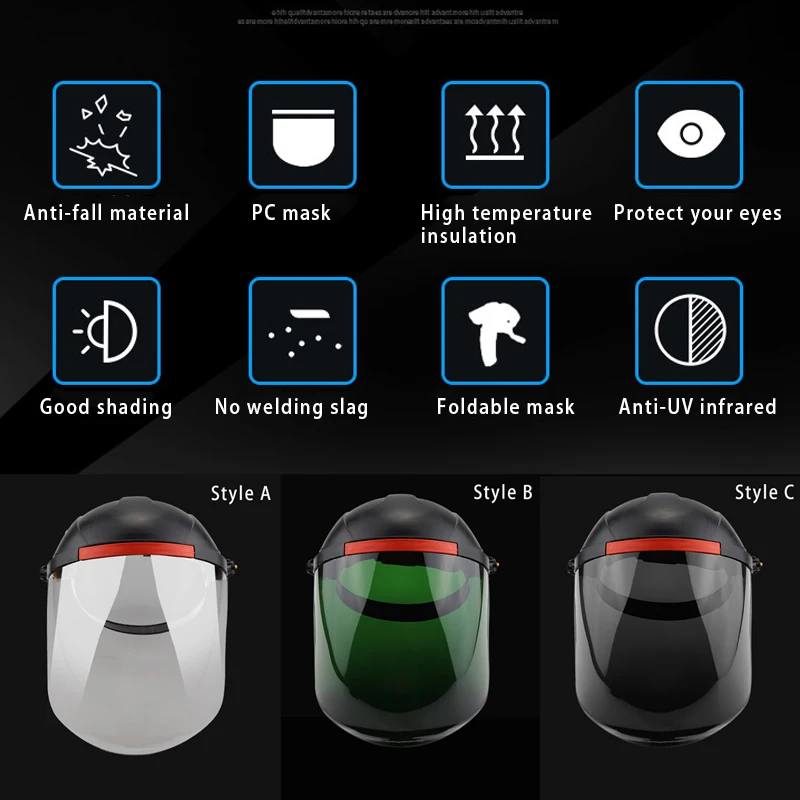 

Hot Sale Face Shield Full Face Grinding Shield Flip Front Shade UV Face Shield Anti-Fog Window With Ratchet Headgear