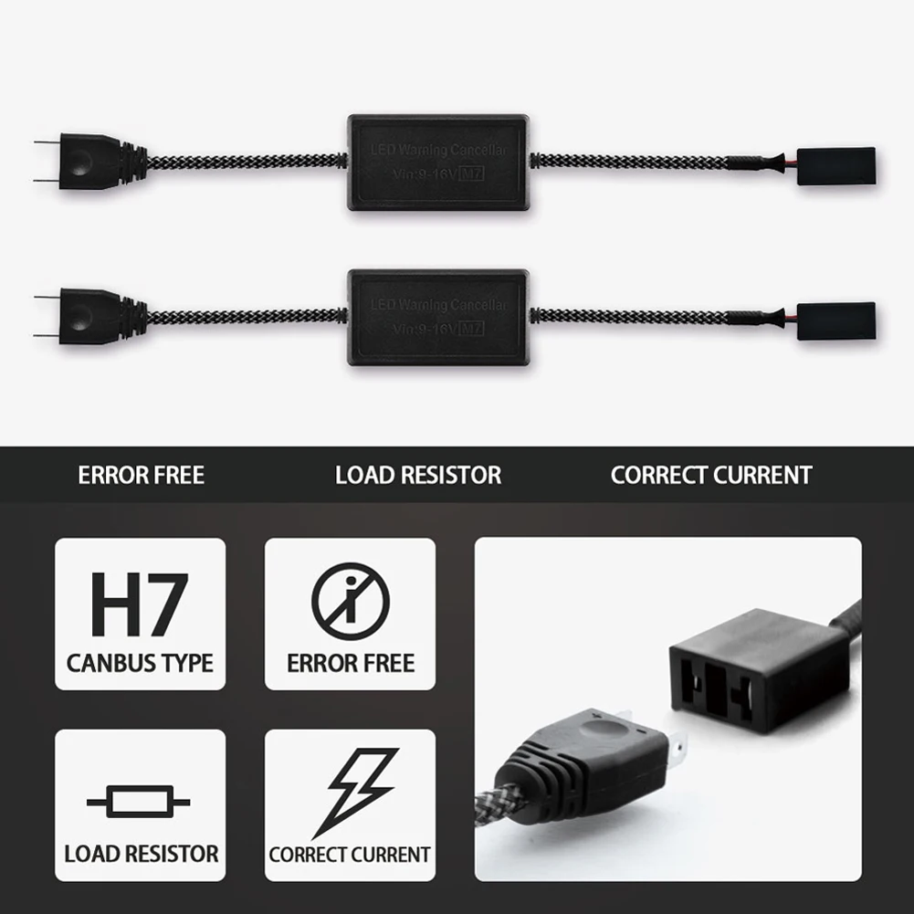 

SUHU H7 LED Car Headlight Conversion Globes Canbus Bulbs Beam Kit Can-bus Decoder Error Free Anti Flicker Wiring Harness Adapter
