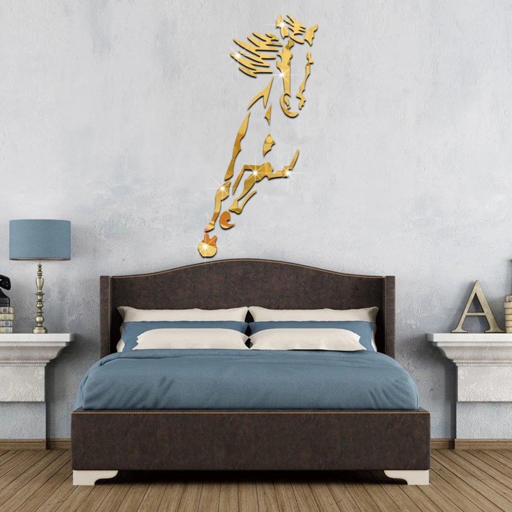Зеркальная Настенная Наклейка с изображением кошачьей лошади современные