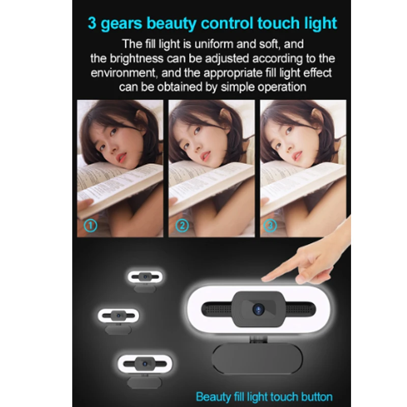 

HD 1080P Webcam With Microphone PC Laptop Desktop USB Webcams With LED Light Auto Focus For Conference Video