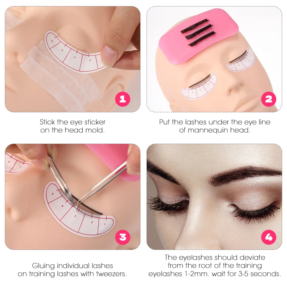 

Lurrose Eyelash Extension Training Set Simulated Mannequin Head for Eyelash Extension Practice Some Grafting Training