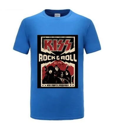 KISS Rock & ролл Вечерние черные футболки на каждый день новинка официальная группа
