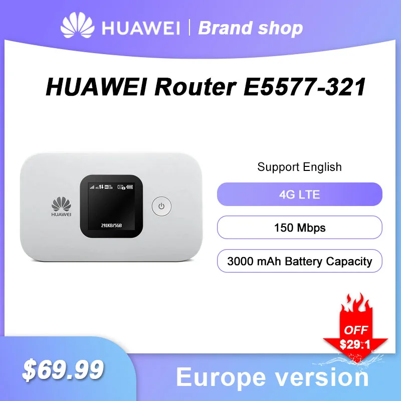 Original Europe Version HUAWEI E5577-321 4G wifi router LTE Cat4 150Mbps Mobile Hotspot Wireless Modem  E5577CS-321with Batter