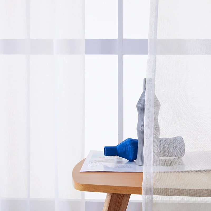 

Solid White Tulle Sheer Window Curtains for Living Room the Bedroom Modern Tulle Voile Organza Curtains Fabric Drapes