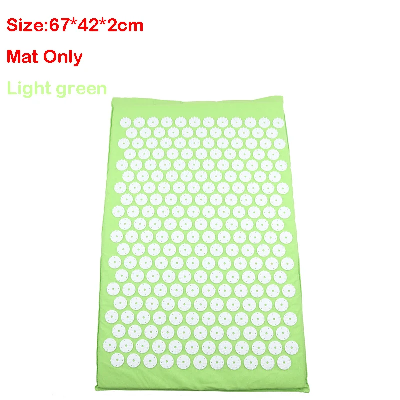 Lightgreen Mat only Акупрессуровый коврик для головы, шеи, спины, ног, массажная подушка, подушка для йоги, шип, антистрессовый коврик для акупунктуры, игольчатый массажер - Цвет: Lightgreen Mat only