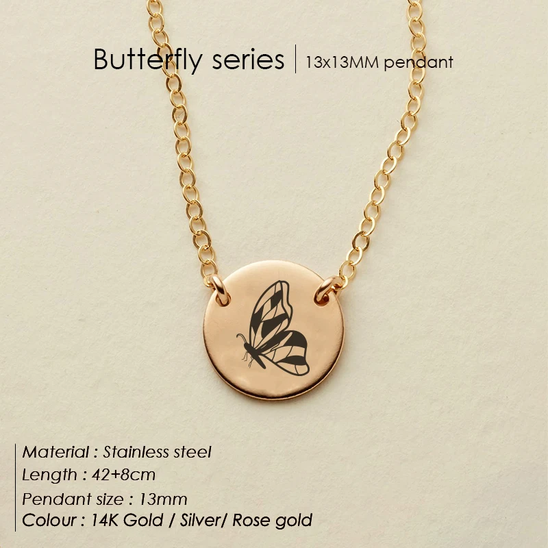 

Engrave Custom papillon personnalise collier femmes mode personnalise 316L Stainless Steel collier fashion femmes collier