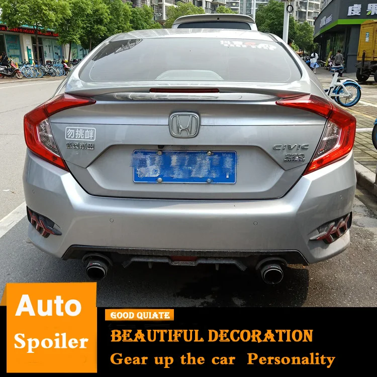 Для Honda Civic 2016 2019 спойлер спортивный со светодиодным светильник ABS Материал заднее