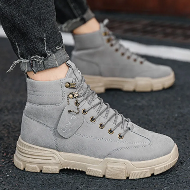 

2021 New Men Boots Leather Waterproof Lace Up Military Boots Men Winter Ankle Lightweight Shoes for Men Winter Casual Non Slip