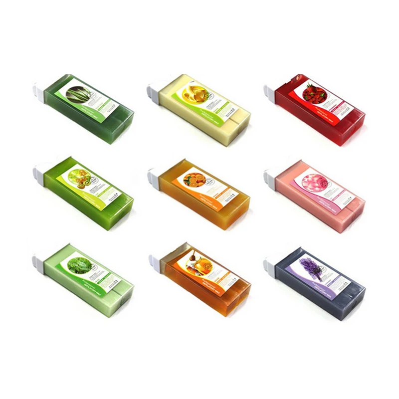 2Pcs Hair Removal Wax Cream 12 Flavor Refillable Depilatory Roller Cartridge for Face Legs Arms Eyebrow Waxing Kit Facial - купить по