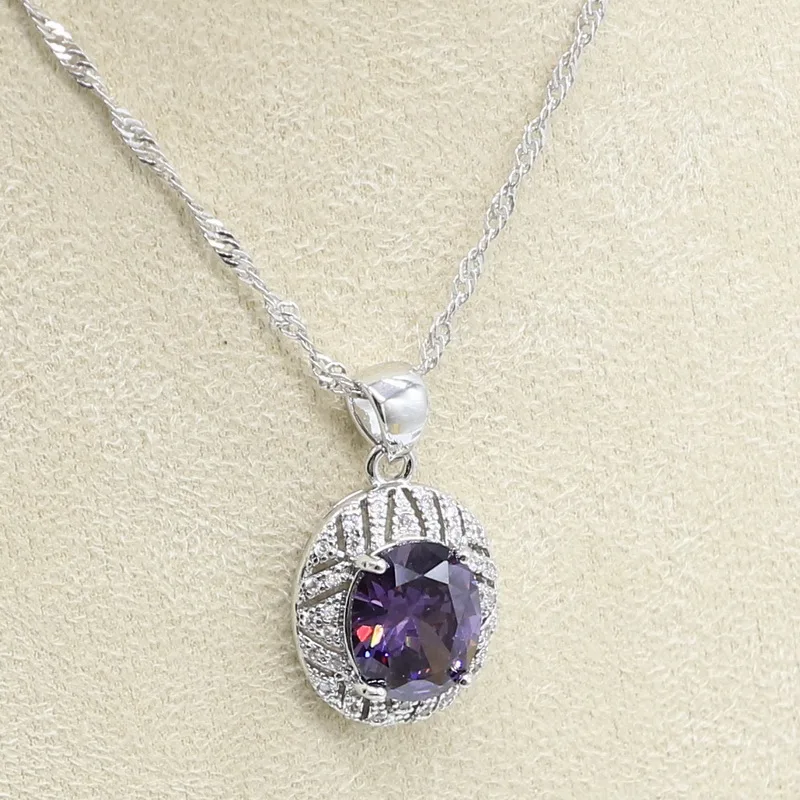 Геометрический фиолетовый циркон серебряный цвет фотоэлемент с браслетом
