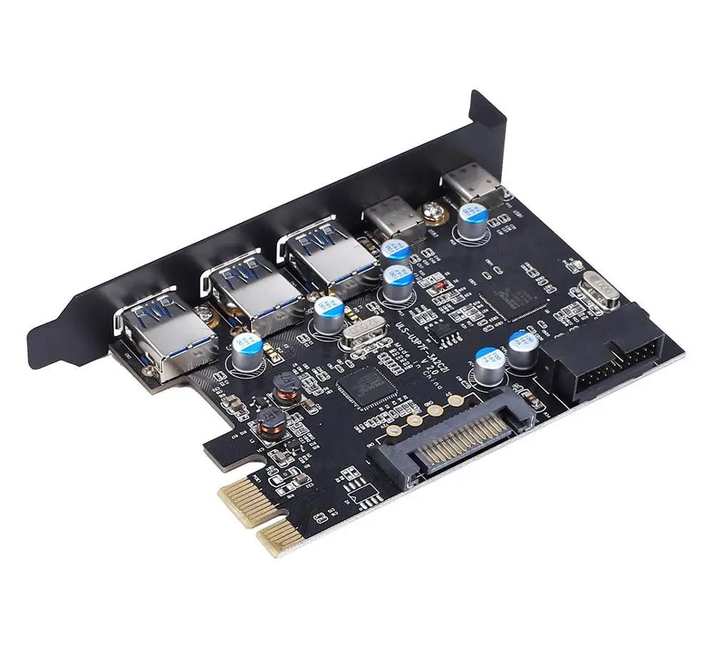 USB 3.0 PCI-e карта к Type C (2) Тип A (3) 5 портами плата PCI Express расширения с внутренним 19pin