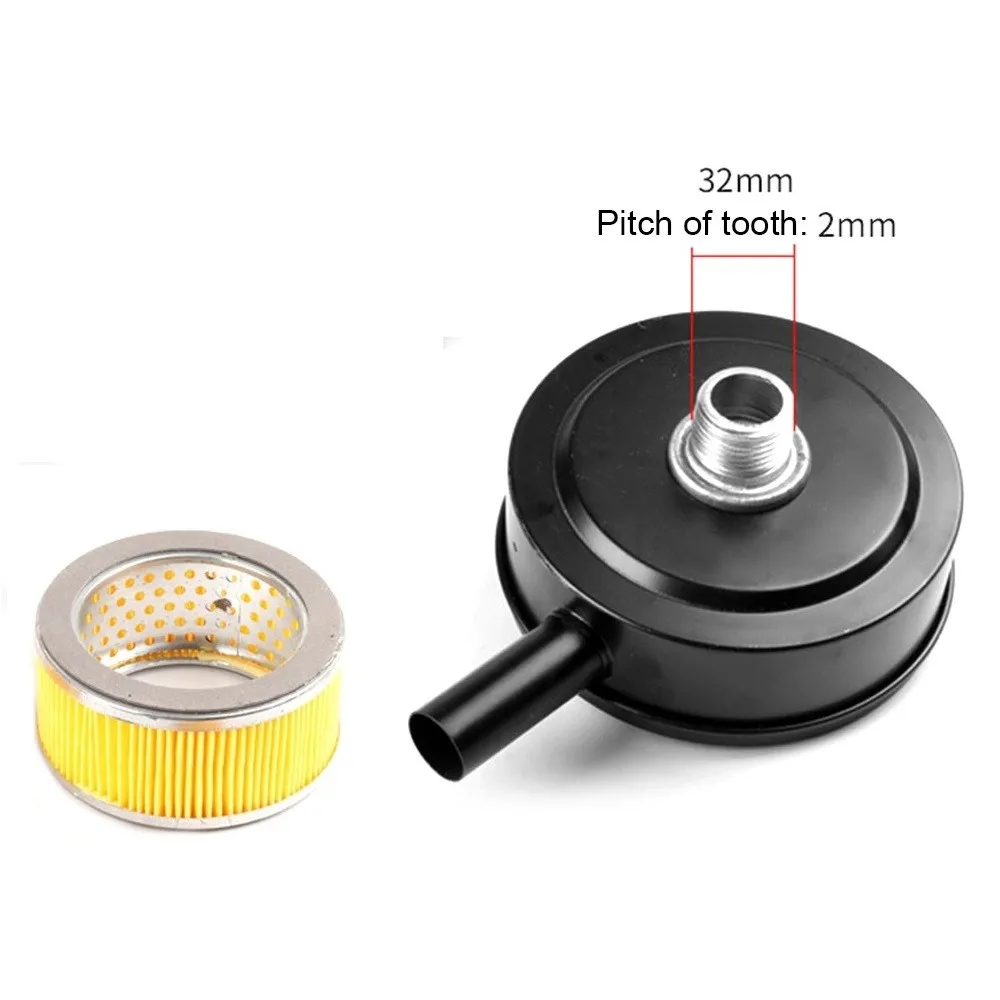 Воздушный компрессор Впускной фильтр Глушитель Черный наружная резьба 32 мм