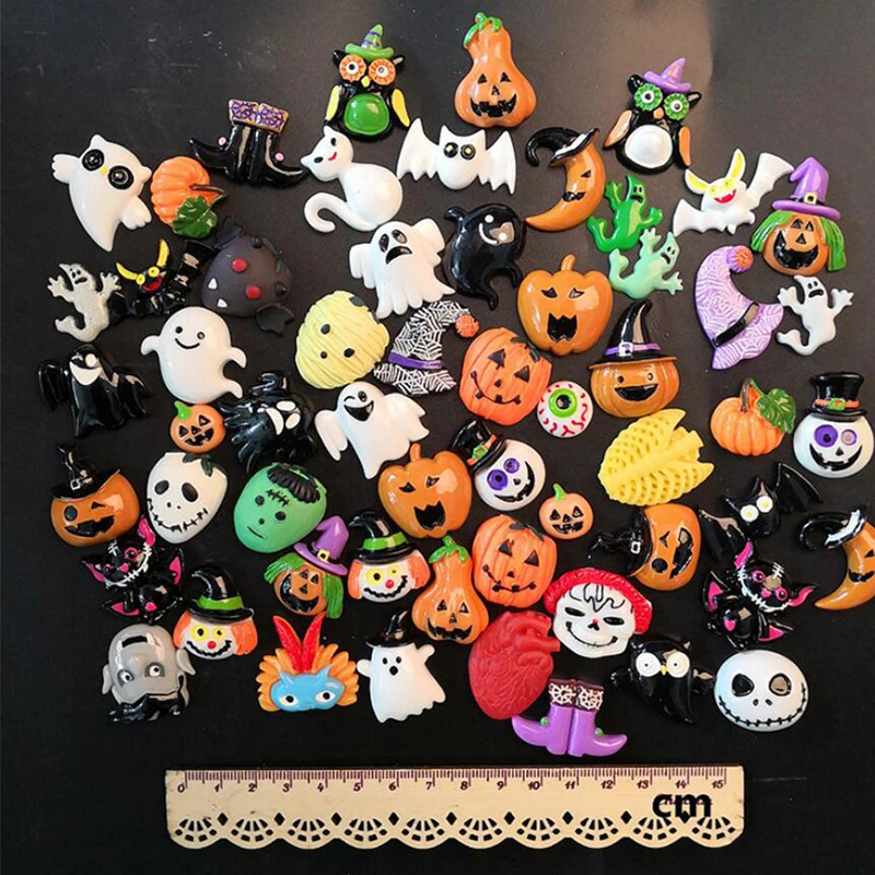 30 шт. микс DIY Хэллоуин серии Полимерные Подвески Flatback призрак тыква кабошон