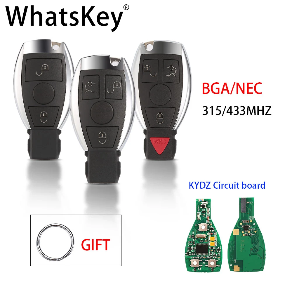 

Пульт дистанционного управления для Mercedes Benz 2000 +, 3 кнопки, Поддержка оригинального NEC BGA, 433 МГц