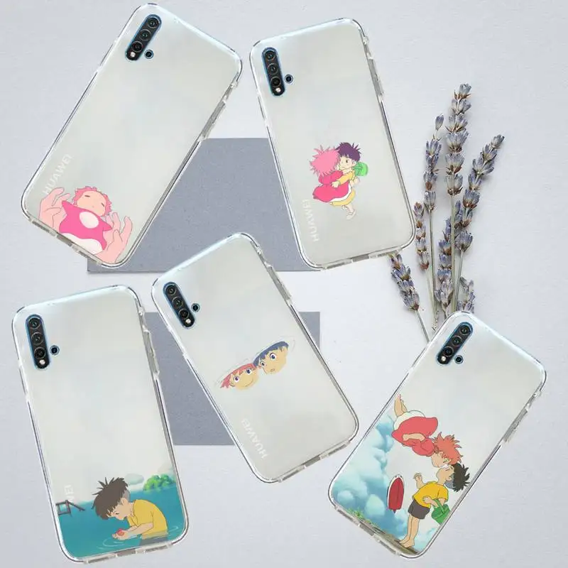 

Ponyo on the Cliff Japan anime Phone Case Transparent for Huawei honor P mate 40 20 30 10 50 i 9 x mate pro lite 8a