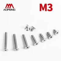 m3 304 stainless steel hexagon socket countersunk head screws m34 5 6 8 10 12 40 45 50mm din7991 flat head full thread