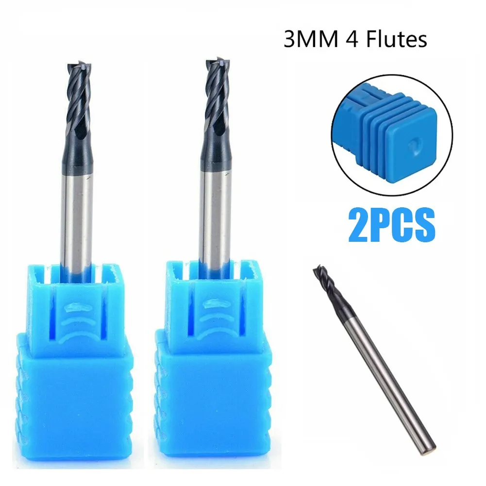 

2PCS Hardness End Mill Tungsten Carbide HRC45 Mm Shank Flutes End Mill 3MM Shank Milling Cutter Tool Set