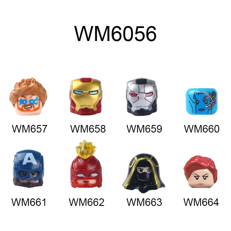

8Pcs/Set Iron Suit DIY Building Blocks Kids Toys Educational For Children Boys And Girl Anime Figures Head Bricks Gift WM6056