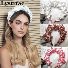 Lystrfac Solid Color Slik Padded Pleated Hairband for Women Fashion Scrunchy Headband Retro Hair Loop Female Hair Accessories