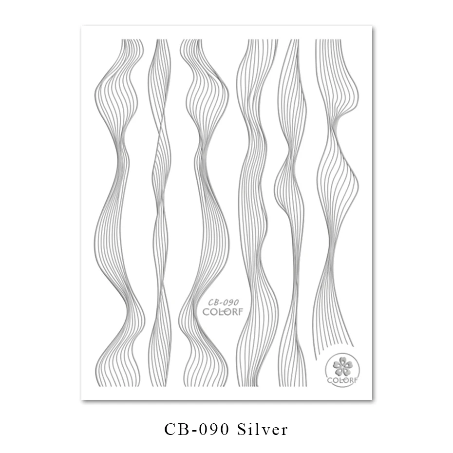 CB090 Silver 1 шт стикер для дизайна ногтей 3D блестящая золотая Волнистая Полоса лента черно-белая слайдер на ногти DIY Наклейка для маникюра украшения BEBP249-1 - Цвет: CB090 Silver