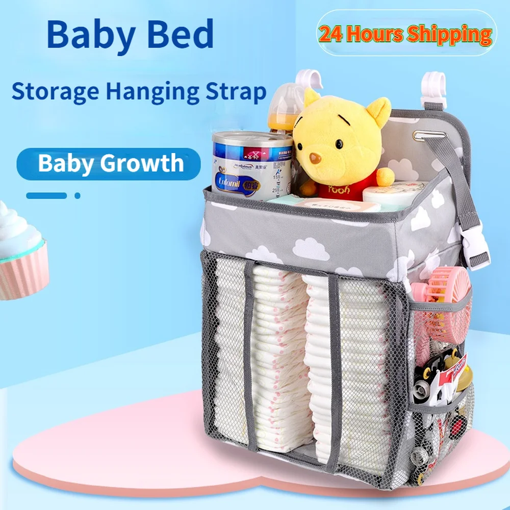 

Fashion Baby Crib Hanging Storage Bag Portable Diaper Organizer Newborn Bedding Set Foldable Nappy Bags Newborn Diaper Container