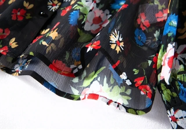 

2020 New Women Chic Daisy Blouse&Shirt Long Sleeve Flower Printed Trun-down Collar Single Breasted Tops