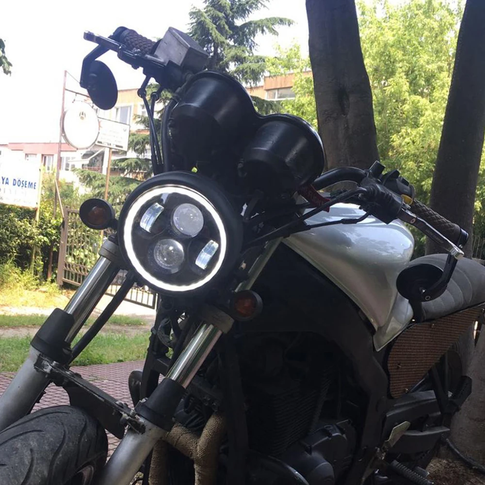 Круглая мотоциклетная фара для кафе головной Светодиодный фонарь 6 5 дюйма yamaha road
