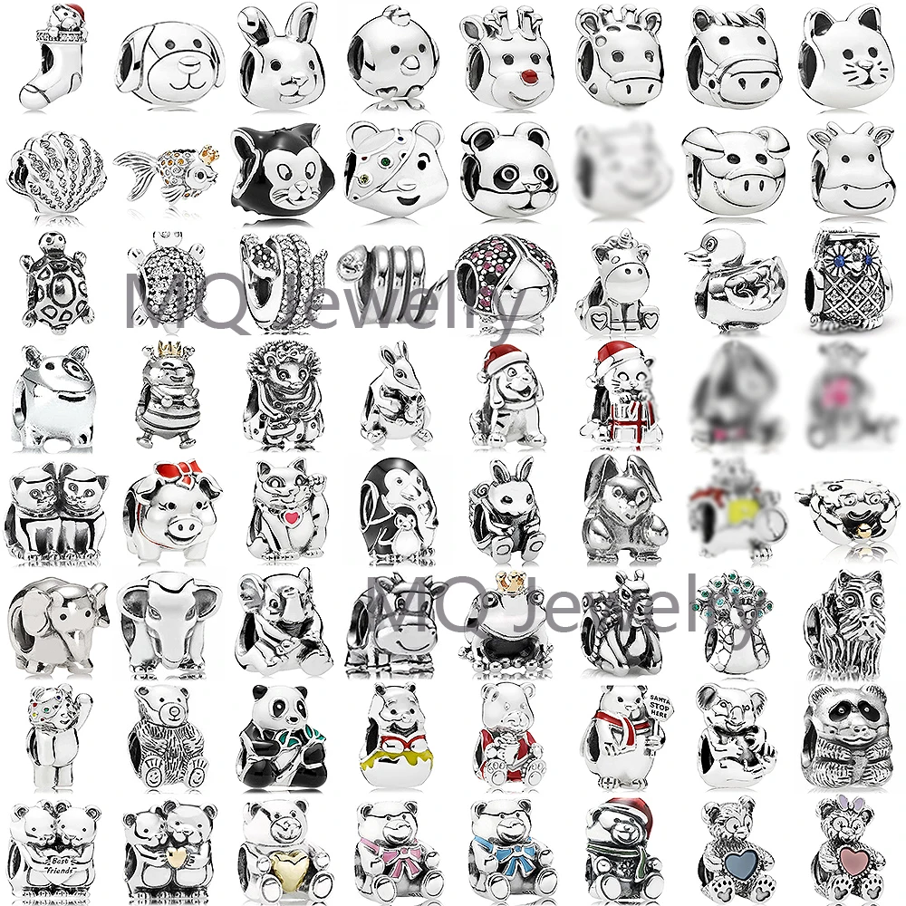 

10 современных модных женских ювелирных украшений в виде животных и персонажей из стерлингового серебра 100% пробы, бусины, Бесплатная оптова...