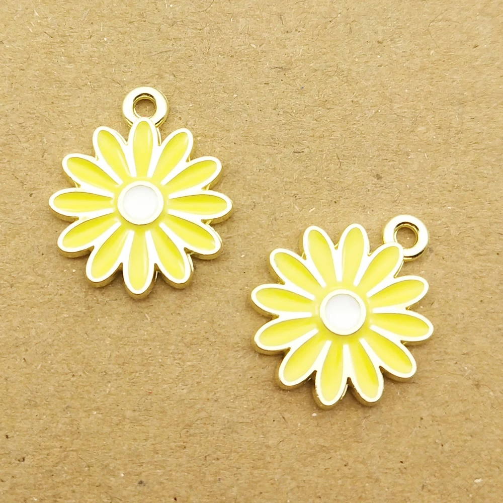 10 шт. эмалевые Подвески в виде Маргаритки