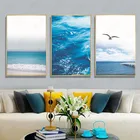 Синий Чайка пейзаж холст живопись литературный дыхание океанская волна литературное изображение свежий постер для спальни отеля гостиной