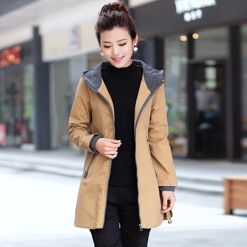 Новинка осенне зимний женский тренчкот облегающая модная ветровка средней длины