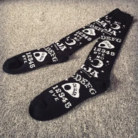 harajuku black letter star moon cartoon hip hop sports stocking women street skateboard cotton over knee socks personality socks