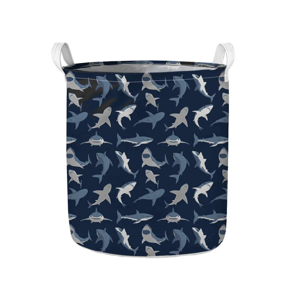 

Laundry Basket Storage Bag Fiercely Shark Print DIY Desktop Organizer Kids Toy Storage Box Large Home Sundries Container Bins