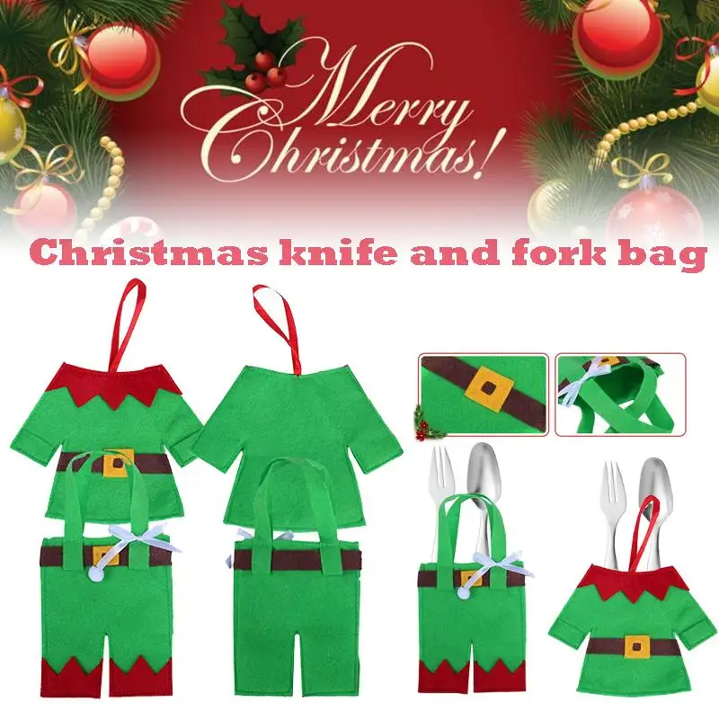 Милый нетканый Рождественский нож вилка сумка для хранения держатель украшение