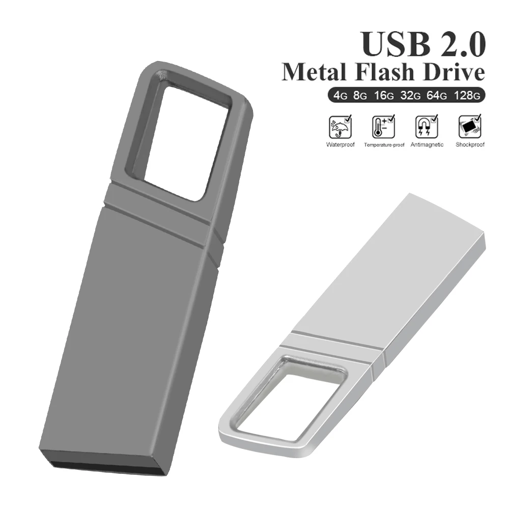 

New arrivals usb flash drive 64GB 32GB 16GB 8GB 4GB pen drive pendrive waterproof metal silver u disk memoria cel usb stick gift