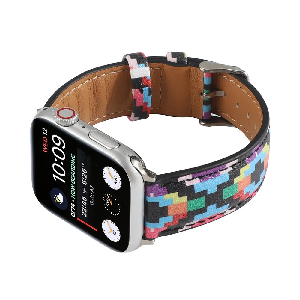 Ремешок кожаный с мраморным узором для Apple Watch Band Series 6 SE 5 4 3 модный браслет Iwatch 40 мм