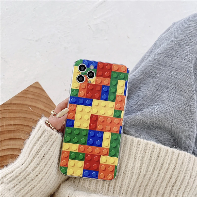 

Tetris Building Blocks Straight Edge Phone Case For iPhone 12 Mini 11 Pro XS Max XR X 7 8 Plus SE 2020 Soft TPU Back Cover Coque