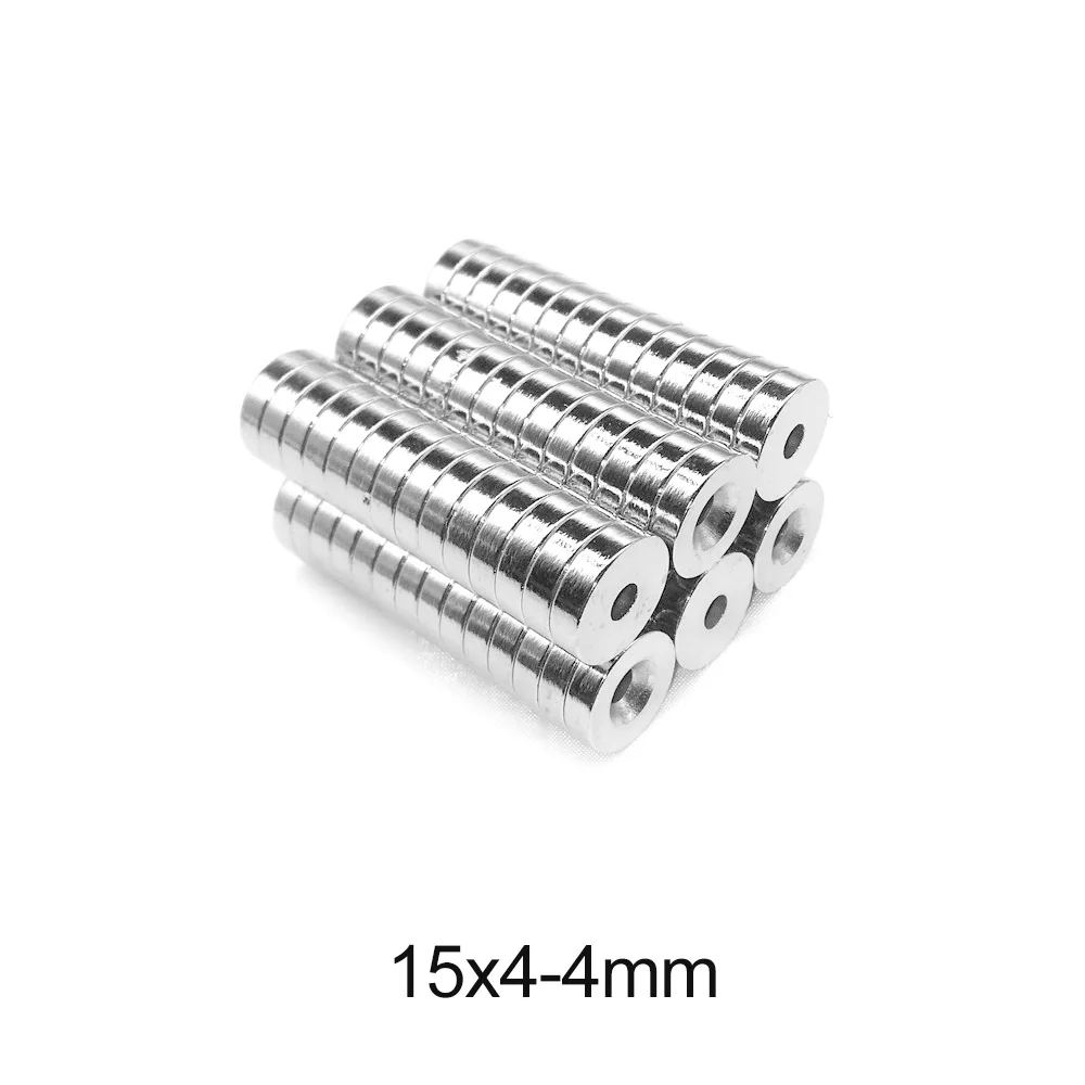 

Мощный редкоземельный магнит 15x4, 5 ~ 100 шт., отверстие 4 мм, 15x4 мм, круглые потайные неодимовые магниты N35 15*4-4 мм