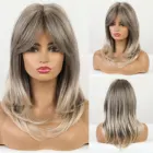 Омбре серый хайлайтер светлый Средний волнистый синтетический парик естественный Косплей фотосвет с боковой челкой для женщин термостойкий