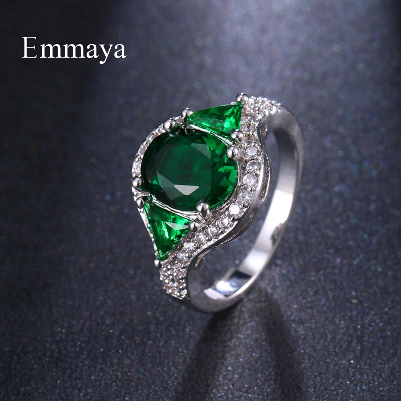 Женское кольцо с круглым и треугольным цирконием Emmaya вечерние кольца трех цветов