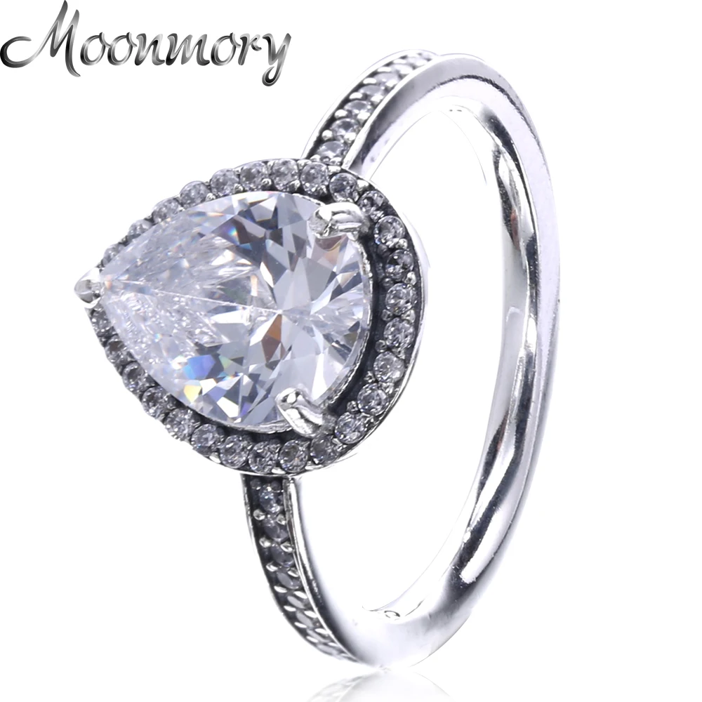 Женское серебряное кольцо Moonmory S925 пробы с фианитами совместимо европейскими