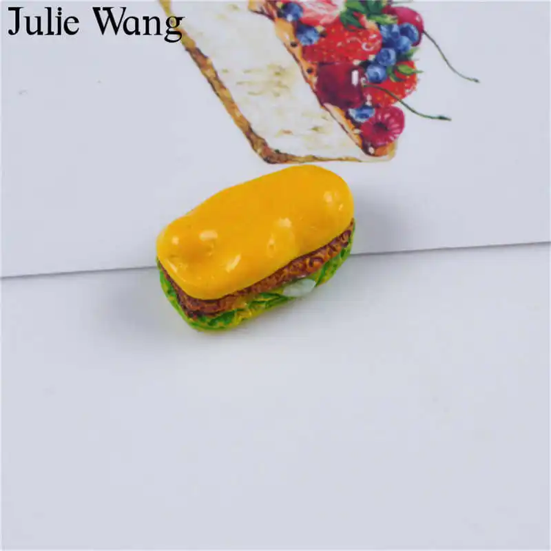 Julie Wang 10 шт. подвески из смолы в виде бургеров искусственная еда аксессуары для
