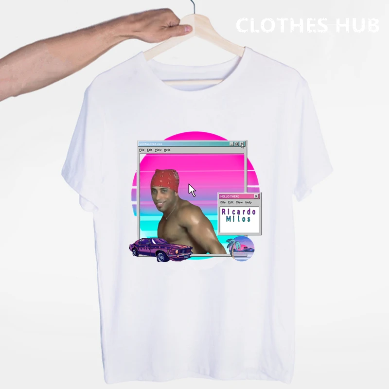 Pocket Ricardo Milos, Мужская футболка, аниме, эстетика vaporwave, рождественские футболки, футболка с принтом, топ, футболка, Мужская одежда, Harajuku, футболка