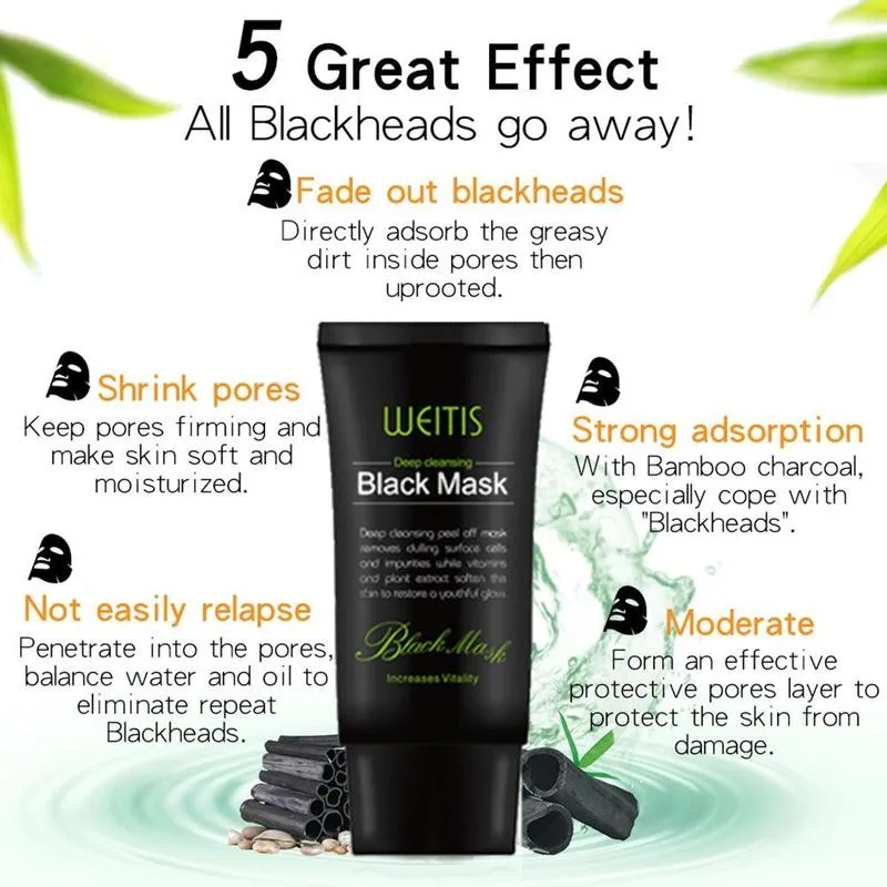 Черная маска что обеспечивает глубокое очищение кожи удаления инструмент для чёрных точек черных прыщей