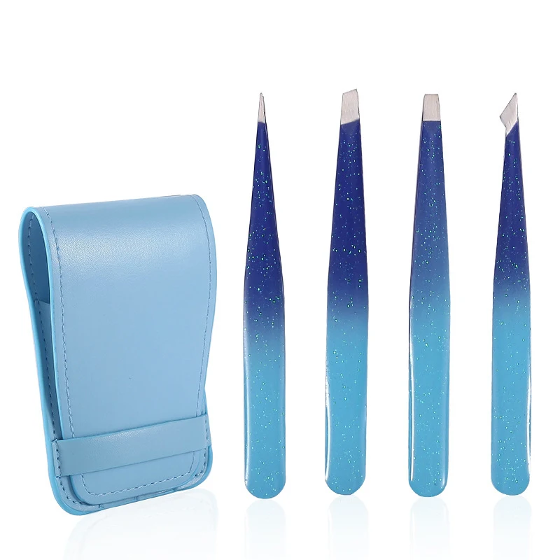 

Eyebrow Tweezer Four-piece Hair Beauty Fine Hairs Puller Stainless Steel Slanted Eye Brow Clips Removal Makeup Tools Convenient