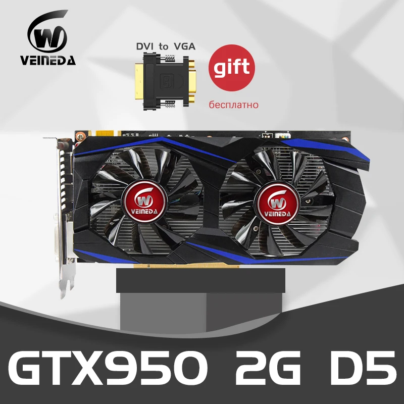 VEINEDA видеокарта для ПК GTX950 2 Гб 128 бит GDDR5 видеокарта для nVIDIA VGA карты Geforce gtx950 Hdmi Dvi игры