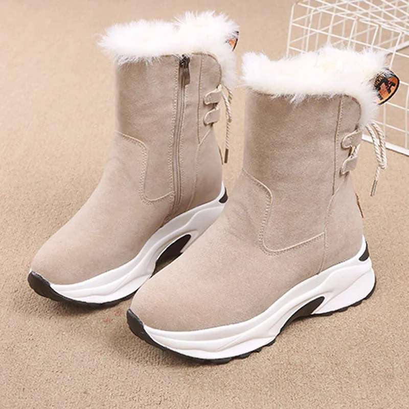 

Женские Теплые ботильоны со шнуровкой, полусапожки из короткого плюша, уличная удобная женская модная теплая обувь, новинка 2021