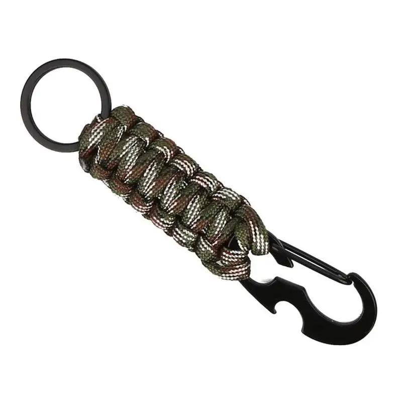 

Outdoor Keychain Ring Camping Survival Kit Emergency Rope Carabiner Chain Camping Paracord Opener Key Bottle Cord Knot Mili W8X4